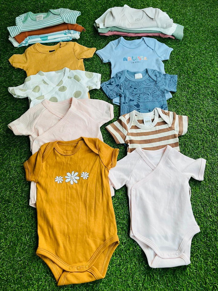 6 PCS ASSORTED HALF SLEEVE BABY ROMPER (MULTICOLOR)